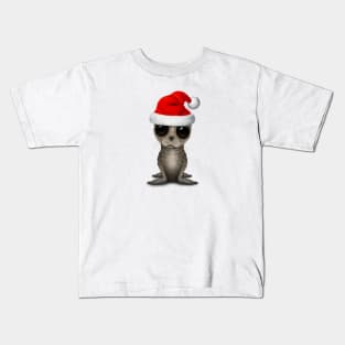 Baby Seal Wearing a Santa Hat Kids T-Shirt